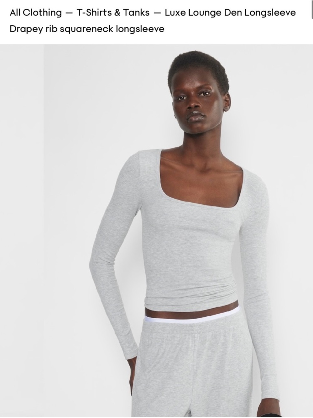Aritzia The Group White Square-Neck Long Sleeve Top